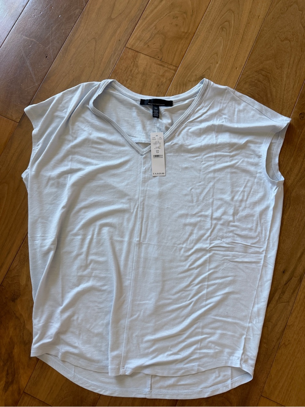 White House Black Market light blue V-Neck Cap Sleeve Top, NWT, size XS
